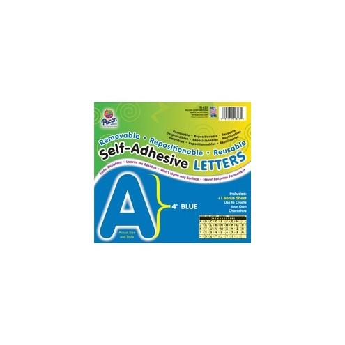 Pacon Reusable Self-Adhesive Letters - (Uppercase Letters, Number, Punctuation Marks) Shape - Self-adhesive - Acid-free, Fadeless - 4" Length - Puffy Font - Blue - 1 / Pack