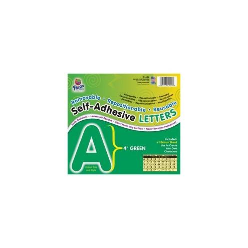 Pacon Reusable Self-Adhesive Letters - (Uppercase Letters, Number, Punctuation Marks) Shape - Self-adhesive - Acid-free, Fadeless - 4" Length - Puffy Font - Green - 1 / Pack