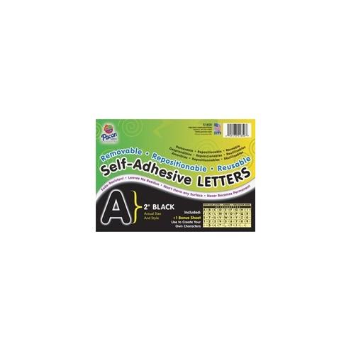 Pacon Reusable Self-Adhesive Letters - (Uppercase Letters, Number, Punctuation Marks) Shape - Self-adhesive - Acid-free, Fadeless - 2" Length - Puffy Font - Black - 159 / Pack