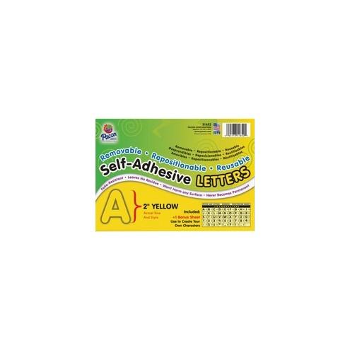 Pacon Reusable Self-Adhesive Letters - (Uppercase Letters, Number, Punctuation Marks) Shape - Self-adhesive - Acid-free, Fadeless - 2" Length - Puffy Font - Yellow - 159 / Pack