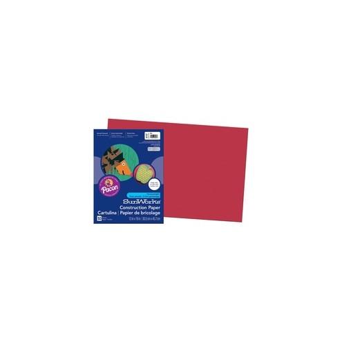 SunWorks Construction Paper - Craft - 18" x 12" - 50 / Pack - Red