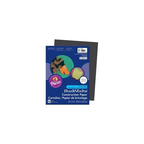 SunWorks Construction Paper - Multipurpose - 9" x 12" - 50 / Pack - Black