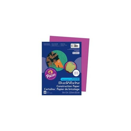 SunWorks Construction Paper - Art - 0.40" x 12"9" - 50 / Pack - Magenta - Paper