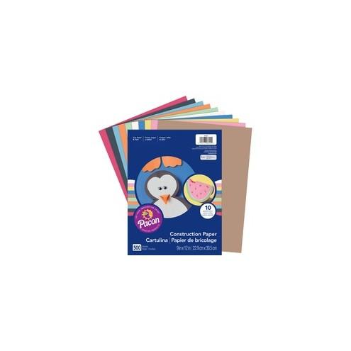 Pacon Lightweight Construction Paper - 9" x 12" - 1 Pack - Assorted