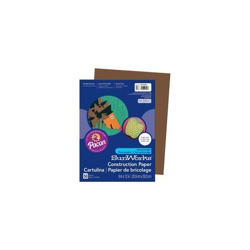 SunWorks Construction Paper - Art - 0.40" x 12"9" - 50 / Pack - Dark Brown - Paper