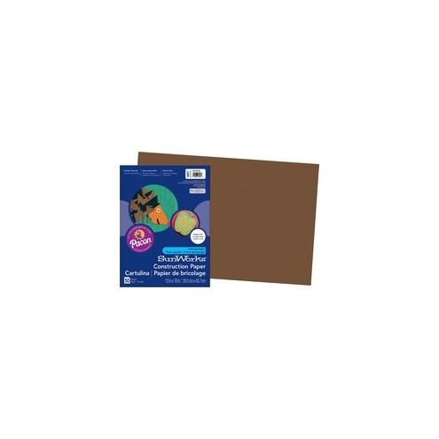 SunWorks Construction Paper - Art Classes - 0.40" x 18"12" - 50 / Pack - Dark Brown