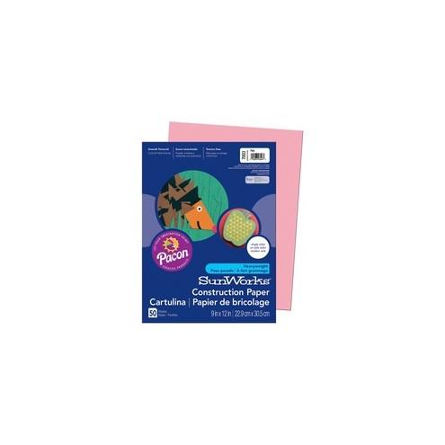 SunWorks Construction Paper - Multipurpose - 0.40" x 12"9" - 50 / Pack - Pink - Paper