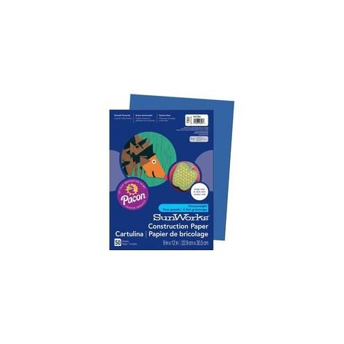 SunWorks Construction Paper - Multipurpose - 12" x 9" - 50 / Pack - Dark Blue - Groundwood