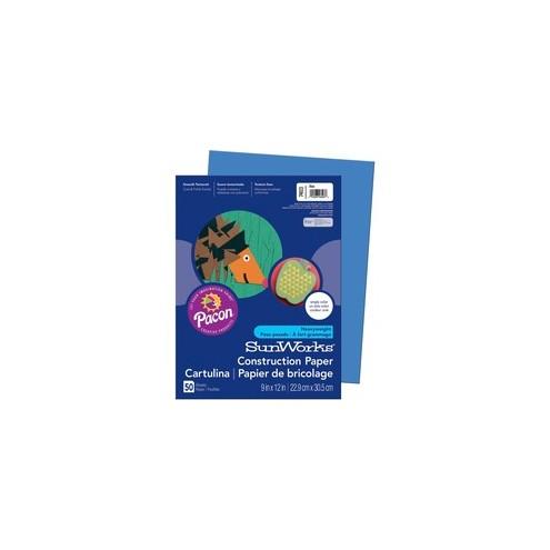 SunWorks Construction Paper - Multipurpose - 0.50" x 9"12" - 50 / Pack - Blue