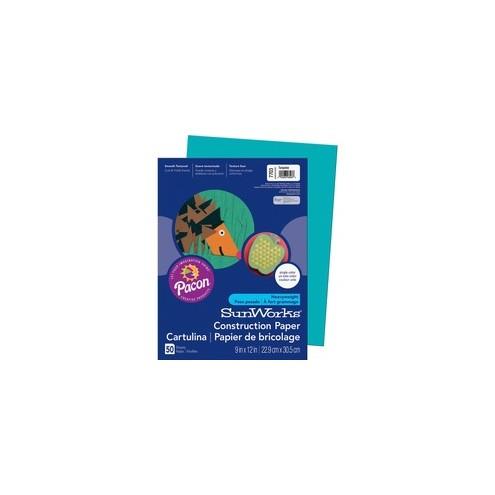 SunWorks Construction Paper - Multipurpose - 12" x 9" - 50 / Pack - Turquoise - Paper