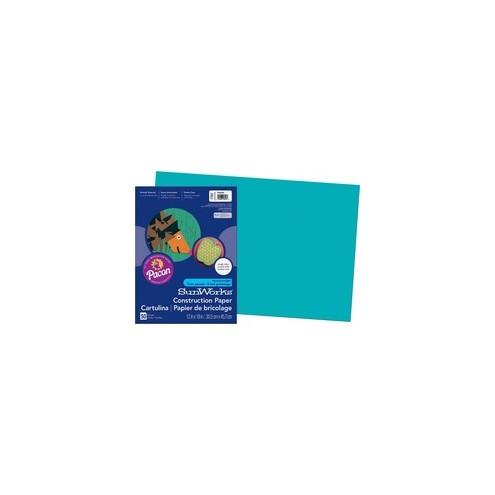 SunWorks Construction Paper - 18" x 12" - 50 / Pack - Turquoise