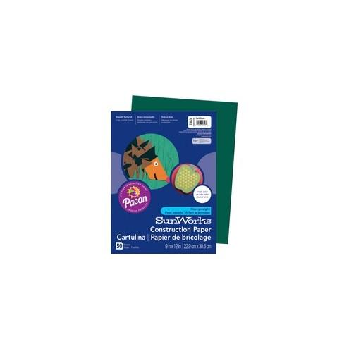 SunWorks Construction Paper - Multipurpose - 12" x 9" - 50 / Pack - Dark Green - Paper