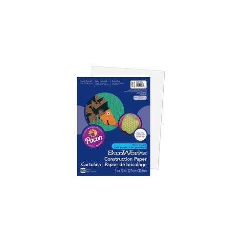 SunWorks Construction Paper - 12" x 9" - 50 / Pack - Bright White