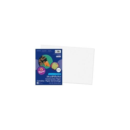 SunWorks Construction Paper - Art - 18" x 12" - 50 / Pack - Bright White