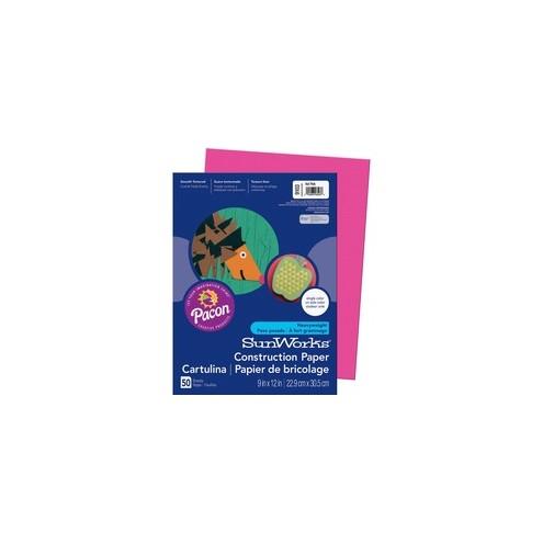 SunWorks Construction Paper - Multipurpose - 12" x 9" - 50 / Pack - Hot Pink