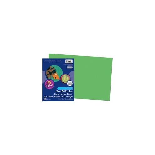 SunWorks Construction Paper - Multipurpose - 18" x 12" - 50 / Pack - Brite Green - Groundwood