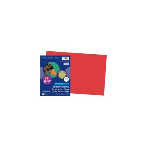 SunWorks Construction Paper - Multipurpose - 0.50" x 12"18" - 50 / Pack - Holiday Red