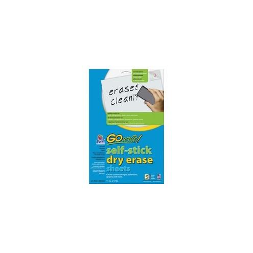 GoWrite!&reg; Dry Erase Sheet - Dry-erase, Self-adhesive - White Surface - 11" Width x 17" Length - No - 5 / Pack