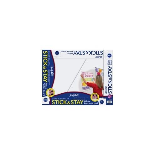 UCreate Stick & Stay Poster Board - Poster, Decoration - 22" x 28" - 2 / Carton - White