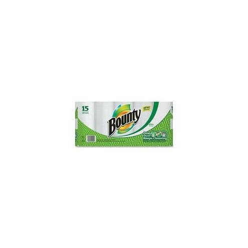 Bounty Quilted Paper Towel - 2 Ply - 9" x 10.40" - 52 Sheets/Roll - White - Paper - Strong, Durable, Absorbent, Perforated - For General Purpose - 15 / Pack