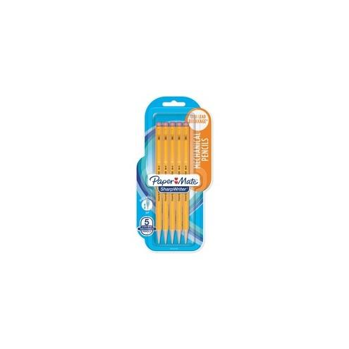 Paper Mate Sharpwriter Mechanical Pencils - 0.7 mm Lead Diameter - Yellow Barrel - 5 / Pack