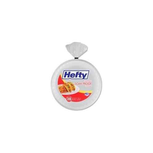 Hefty Soak Proof Foam Plates - 28 / Pack - Plate - Foam - Serving - Disposable - White - 280 Piece(s) / Carton