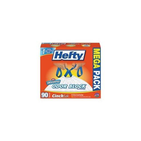 Hefty Cinchsak Trash Bags - 13 gal - White - 90/Box - Garbage