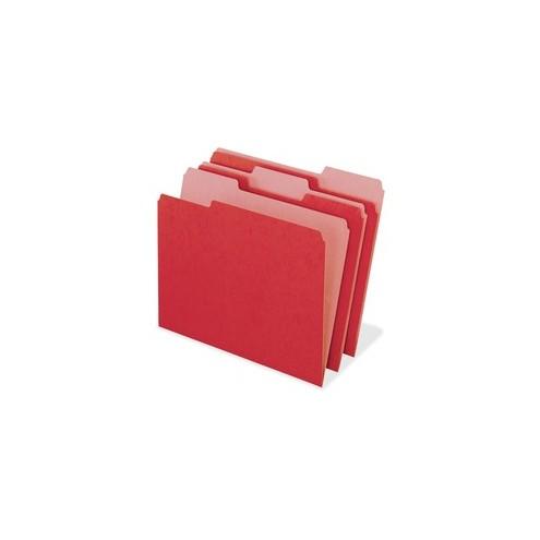 Pendaflex Earthwise 2-tone File Folders - 9 1/2" x 11 3/4" Sheet Size - 1/3 Tab Cut - Top Tab Location - Assorted Position Tab Position - 11 pt. Folder Thickness - Red - Recycled - 100 / Box