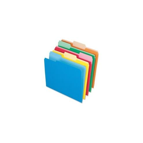 Pendaflex Two-tone Color File Folders - Letter - 8 1/2" x 11" Sheet Size - 1/3 Tab Cut - Top Tab Location - Assorted Position Tab Position - 11 pt. Folder Thickness - Assorted - 100 / Box