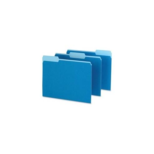 Pendaflex Two-tone Color File Folders - Letter - 8 1/2" x 11" Sheet Size - 1/3 Tab Cut - Top Tab Location - Assorted Position Tab Position - 11 pt. Folder Thickness - Blue - Recycled - 100 / Box
