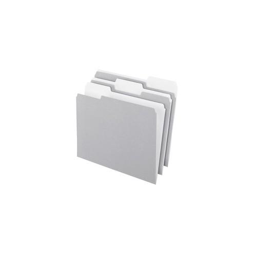 Pendaflex Two-tone Color File Folders - Letter - 8 1/2" x 11" Sheet Size - 1/3 Tab Cut - Top Tab Location - Assorted Position Tab Position - 11 pt. Folder Thickness - Gray - Recycled - 100 / Box