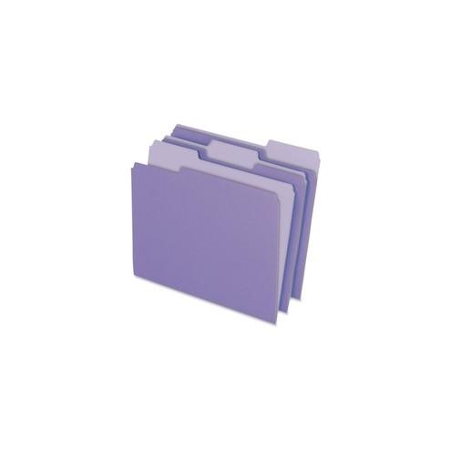 Pendaflex Two-tone Color File Folders - Letter - 8 1/2" x 11" Sheet Size - 1/3 Tab Cut - Top Tab Location - Assorted Position Tab Position - 11 pt. Folder Thickness - Lavender - Recycled - 100 / Box