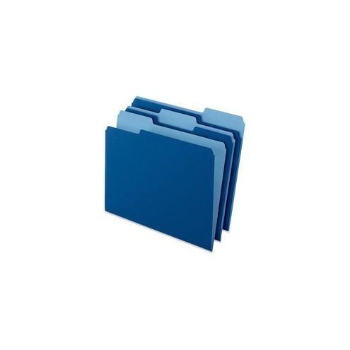 Pendaflex Two-tone Color File Folders - Letter - 8 1/2" x 11" Sheet Size - 1/3 Tab Cut - Top Tab Location - Assorted Position Tab Position - 11 pt. Folder Thickness - Navy Blue - Recycled - 100 / Box