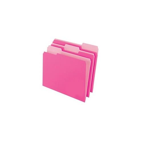 Pendaflex 1/3-cut 2-tone File Folders - Letter - 8 1/2" x 11" Sheet Size - 1/3 Tab Cut - Top Tab Location - Assorted Position Tab Position - 11 pt. Folder Thickness - Pink - Recycled - 100 / Box