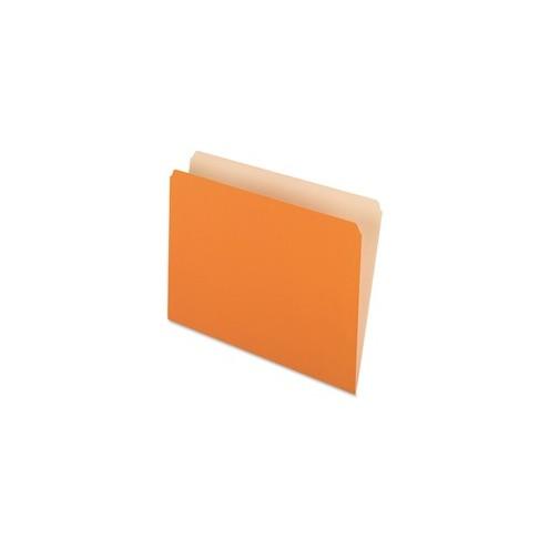 Pendaflex Straight Cut Colored File Folders - Letter - 8 1/2" x 11" Sheet Size - 11 pt. Folder Thickness - Orange - Recycled - 100 / Box