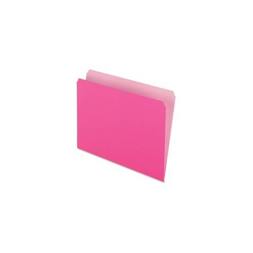 Pendaflex Straight Cut Colored File Folders - Letter - 8 1/2" x 11" Sheet Size - 11 pt. Folder Thickness - Pink - Recycled - 100 / Box