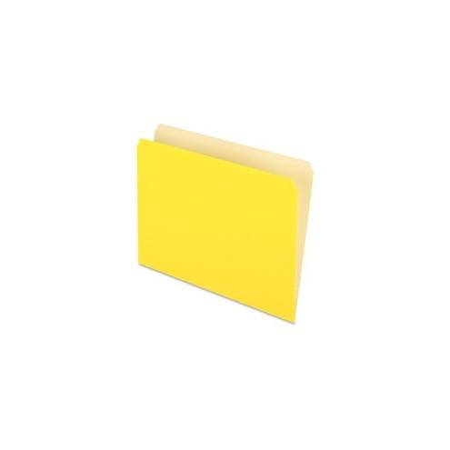 Pendaflex Straight Cut Colored File Folders - Letter - 8 1/2" x 11" Sheet Size - 11 pt. Folder Thickness - Yellow - Recycled - 100 / Box