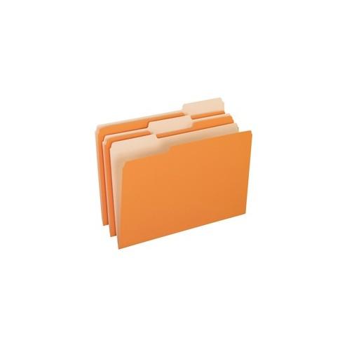 Pendaflex Two-tone Color File Folders - Legal - 8 1/2" x 14" Sheet Size - 1/3 Tab Cut - Top Tab Location - Assorted Position Tab Position - 11 pt. Folder Thickness - Orange - Recycled - 100 / Box