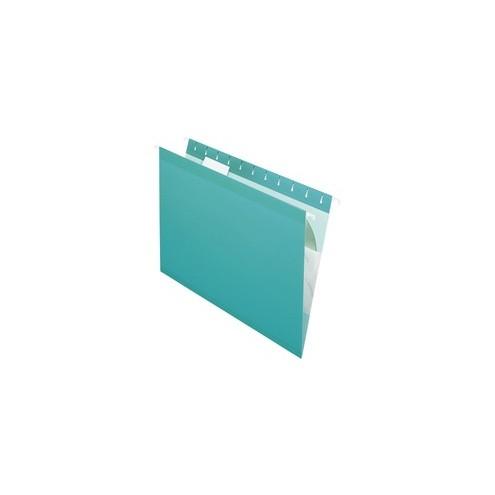 Pendaflex Reinforced Hanging Folders - Letter - 8 1/2" x 11" Sheet Size - 1/5 Tab Cut - 11 pt. Folder Thickness - Aqua - Recycled - 25 / Box