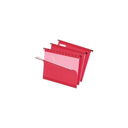 Pendaflex Reinforced Hanging Folders - Letter - 8 1/2" x 11" Sheet Size - 1/5 Tab Cut - Red - Recycled - 25 / Box