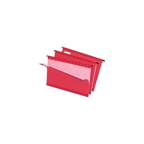 Pendaflex Reinforced Hanging Folders - Legal - 8 1/2" x 14" Sheet Size - 1/5 Tab Cut - Red - Recycled - 25 / Box