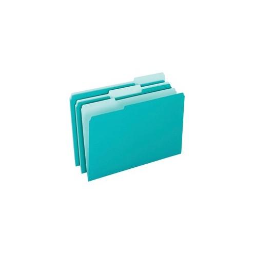 Pendaflex 1/3-cut Tab Color-coded Interior Folders - Letter - 8 1/2" x 11" Sheet Size - 1/3 Tab Cut - Top Tab Location - Assorted Position Tab Position - Aqua - Recycled - 100 / Box