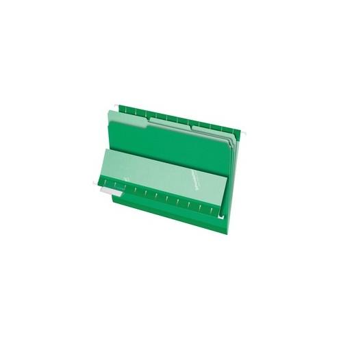 Pendaflex 1/3-cut Tab Color-coded Interior Folders - Letter - 8 1/2" x 11" Sheet Size - 1/3 Tab Cut - Top Tab Location - Assorted Position Tab Position - Green - Recycled - 100 / Box