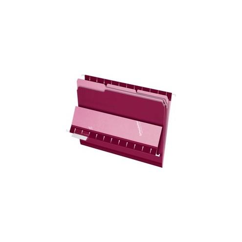 Pendaflex 1/3-cut Tab Color-coded Interior Folders - Letter - 8 1/2" x 11" Sheet Size - 1/3 Tab Cut - Burgundy - Recycled - 100 / Box