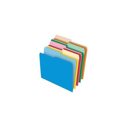 Pendaflex 1/2-cut Tab Reversible File Folders - Letter - 8 1/2" x 11" Sheet Size - 1/2 Tab Cut - 11 pt. Folder Thickness - Stock - Assorted - Recycled - 100 / Box