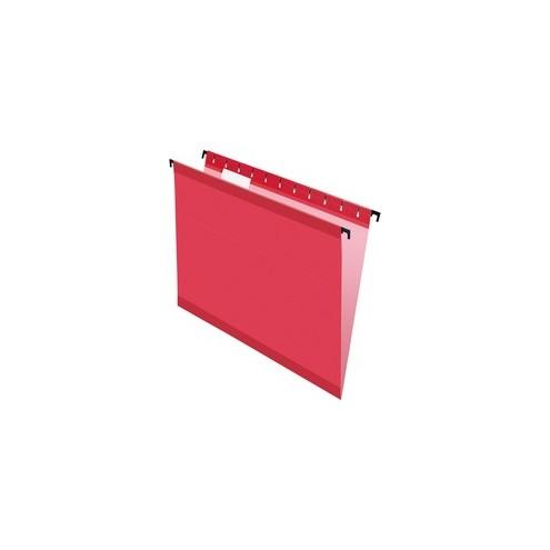 Pendaflex SureHook Reinforced Hanging Folders - Letter - 8 1/2" x 11" Sheet Size - 1/5 Tab Cut - Red - Recycled - 20 / Box