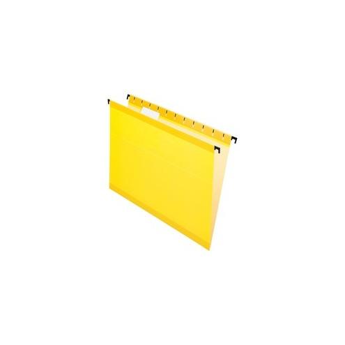 Pendaflex SureHook Reinforced Hanging Folders - Letter - 8 1/2" x 11" Sheet Size - 1/5 Tab Cut - Yellow - Recycled - 20 / Box