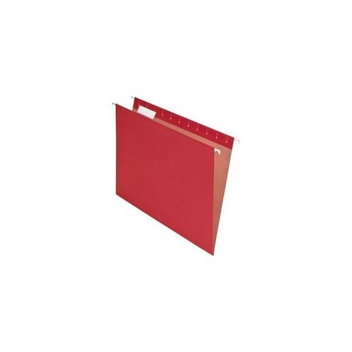 Pendaflex Earthwise Hanging Folders - Letter - 8 1/2" x 11" Sheet Size - 1/5 Tab Cut - Red - Recycled - 25 / Box