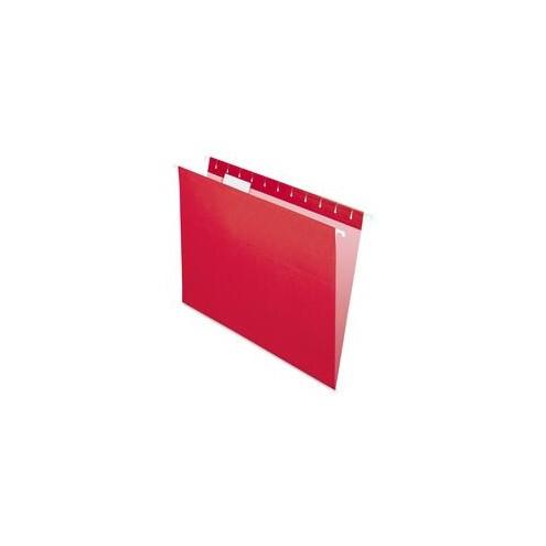 Pendaflex Colored Hanging Folders - Letter - 8 1/2" x 11" Sheet Size - 1/5 Tab Cut - Red - Recycled - 25 / Box