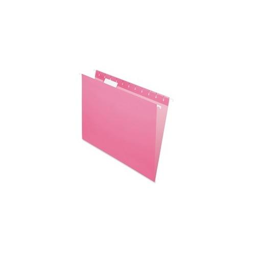 Pendaflex Essentials Pink Hanging Folder - Letter - 8 1/2" x 11" Sheet Size - 1/5 Tab Cut - Pink - Recycled - 25 / Box